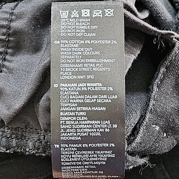 RJR John Rocha Jeans Womens 18 R Black High Rise Embroidery Flowers Sequins Boho - Picture 8 of 16